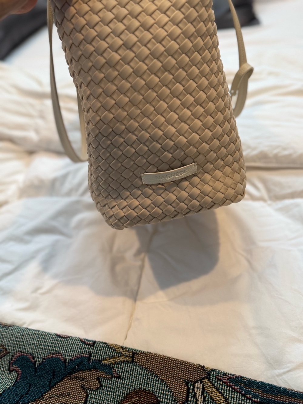 Naghedi Ecru Woven Tote Bag - Jetsetter Small Tote - Picture 11 of 15